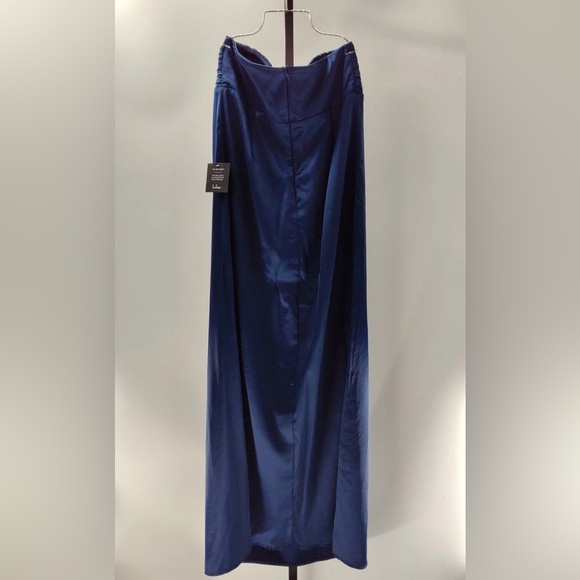 Lulus Memorable Entrance Dark Blue Strapless Satin Maxi Dress XL NWT - Picture 6 of 7